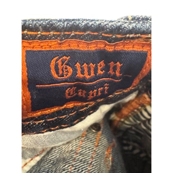 Rock Revival Gwen Capri Jeans Women 26 Dark Wash Distressed Mid Rise Crop Denim - Picture 5 of 9